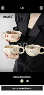 أكواب "شوكسيلا" السيراميك بنقوش الزهور | Choxila Flower Style Ceramic Mugs — 2