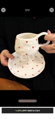 Kitchen in Abdeh - طقم كوب وصحن السيراميك الكلاسيكي بنمط "Ins" | Ins Style Vintage Hand-Painted Ceramic Cup & Saucer Se