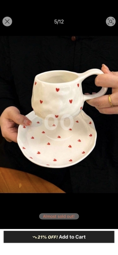 طقم كوب وصحن السيراميك الكلاسيكي بنمط "Ins" | Ins Style Vintage Hand-Painted Ceramic Cup & Saucer Se