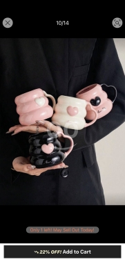 Kitchen in Abdeh - أكواب السيراميك العصرية بتصاميم القلب والتموجات | Modern Ribbed Ceramic Heart Mugs