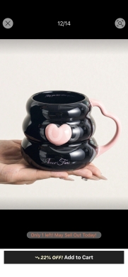 أكواب السيراميك العصرية بتصاميم القلب والتموجات | Modern Ribbed Ceramic Heart Mugs — 3