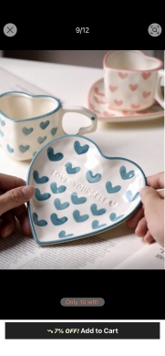 طقم كوب وصحن السيراميك بتصميم القلب الإبداعي (قطعتين) | 2pcs Creative Heart-Shaped Cup & … — 4