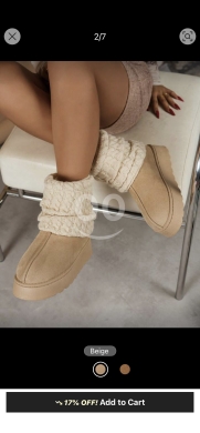 حذاء الثلج المبطن بالفرو مع تصميم الجورب | Plush-Lined Knitted Sock Snow Boots — 4