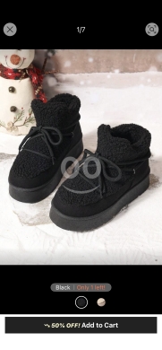 حذاء الثلج المبطن بالفرو مع تصميم الجورب | Plush-Lined Knitted Sock Snow Boots