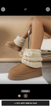 حذاء الثلج المبطن بالفرو مع تصميم الجورب | Plush-Lined Knitted Sock Snow Boots — 3