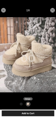 حذاء الثلج المبطن بالفرو مع تصميم الجورب | Plush-Lined Knitted Sock Snow Boots — 6