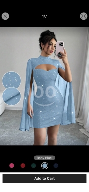 فستان "إلينزجا" القصير اللامع بتصميم الكاب | Elenzga Elegant Glitter Cape Sleeve Mini Dre… — 2