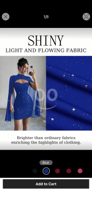 فستان "إلينزجا" القصير اللامع بتصميم الكاب | Elenzga Elegant Glitter Cape Sleeve Mini Dre… — 7