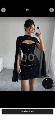 فستان "إلينزجا" القصير اللامع بتصميم الكاب | Elenzga Elegant Glitter Cape Sleeve Mini Dre… — 8