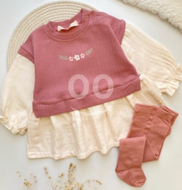 Produits pour bébés et enfants dans Batroun - Colydoo Baby Girl Outfit - Soft Cotton Dress with Knit Top and Tights | Autumn Baby Clothes Set