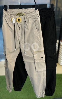 الملابس، الأحذية والزينة في أبو سمرا - بنطلون كارغو جوغر (Jogger) رجالي ماركة SIXTEEN - متعدد الجيوب - خصر مطاطي - أسود وبيج