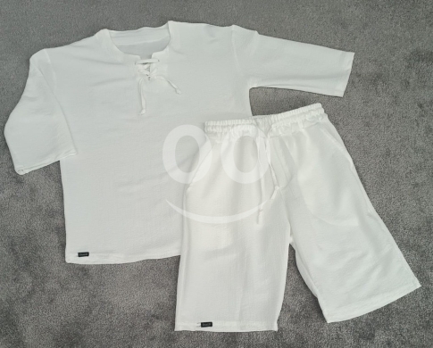 طقم رياضي رجالي (Unisex) ستايل زارا - هودي "Stronger" وشورتال صوف - لون بيج فاخر للخريف — 4