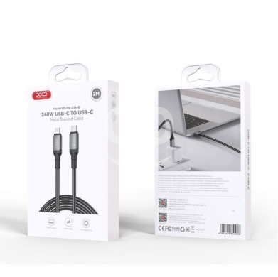 Mobile accessories in Nabatyeh - XO - NB-Q264A 240W USB-C To USB-C 1M Metal Braided Cable