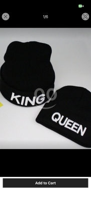 Clothes, Footwear & Accessories in Abdeh - طقم قبعات "كينج وكوين" المحبوكة للجنسين (قطعتين) | 2pcs &#039;KING&#039; & &#039;QUEEN&#039; Unisex Knitted Hat Set
