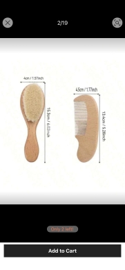 طقم العناية بشعر الطفل من الخشب الطبيعي | Natural Wooden Baby Hair Brush & Comb Set — 4