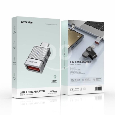 Mobile accessories in Nabatyeh - Green Lion - 2 IN 1 OTG Adapter USB To Type-c