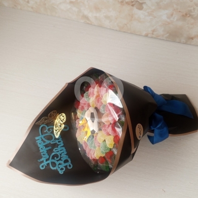 بوكيه جيلي وحلويات "Happy Birthday" الملون | Vibrant Jelly Candy Birthday Bouquet — 3