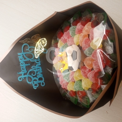 بوكيه جيلي وحلويات "Happy Birthday" الملون | Vibrant Jelly Candy Birthday Bouquet — 2