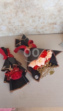 بوكيه ورد ساتان ملكي يدوي للتخرج والمناسبات | Handmade Satin Rose Graduation Bouquet — 3