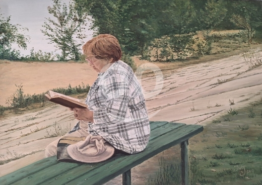 Other home furniture in Sin El Fil - Oil Painting on canvas old lady reading a book