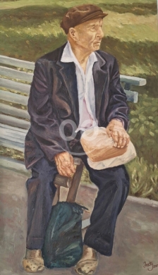 Other home furniture in Sin El Fil - Oil Painting on canvas old man sitting on the bench