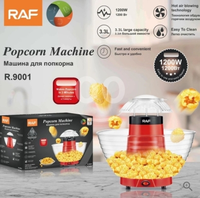 Kitchen appliances in Jeita - RAF R.9001 Hot Air Popcorn Machine - 1200W Large Capacity (3.3L) - Healthy Oil-Free Snack Maker
