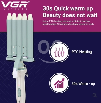 VGR Voyager 4-Barrel Hair Waver - PTC Heating Element - 30s Quick Warm-Up - Professional… — 3