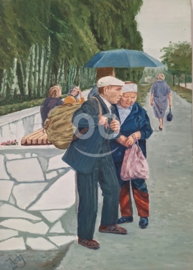 Other home furniture in Sin El Fil - Oil Painting on canvas old man with his helping lady
