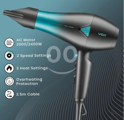 أجهزة منزلية أخرى في جعيتا - VGR Professional AC Motor Hair Dryer - MAX 2400W Power - 3 Heat / 2 Speed Settings - Overheating Pro