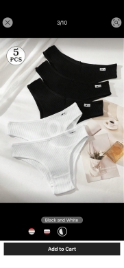 Clothes, Footwear & Accessories in Abdeh - طقم سراويل داخلية قطنية مضلعة (5 قطع) | 5pcs Ribbed Cotton Panties Set