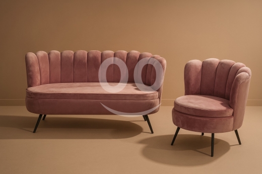 Other home furniture in Aley - طقم كنب ومقعد مخملي وردي بتصميم عصري وأنيق | Elegant Pink Velvet Sofa and Armchair Modern Set