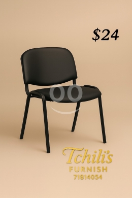 Office Furniture & Equipment in Aley - كرسي انتظار أسود مريح بهيكل معدني للمكاتب | Comfortable Black Waiting Chair with Durable Metal Frame