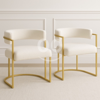Other home furniture in Aley - طقم كراسي مخملية بيضاء فاخرة بهيكل ذهبي عصري | Elegant White Velvet Chairs with Modern Gold Frame