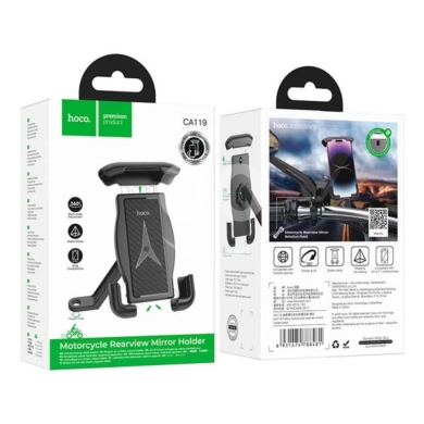CA119 Rearview Mirror Motorcycle Phone Holder - 360° Adjustable Mount — 2
