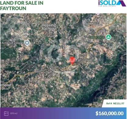 Lands for sale in Feytroun - Prime Land+mountain view 4sale in Faytroun - أرض للبيع في فيطرونNE15L97