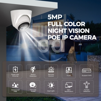 Cameras, Camcorders & Studio Equipment in Dam Wel Farez - كاميرا مراقبة ذكية 5 ميجابكسل رؤية ليلية ملونة | 5MP Smart POE IP Security Camera Full Color Night V