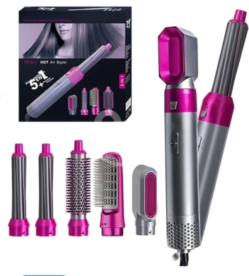 Health & Beauty in Nahleh - 5-in-1 Hot Air Styler & Hair Dryer Brush Set - Volumizer, Curler & Straightener - Multi-Function Sty