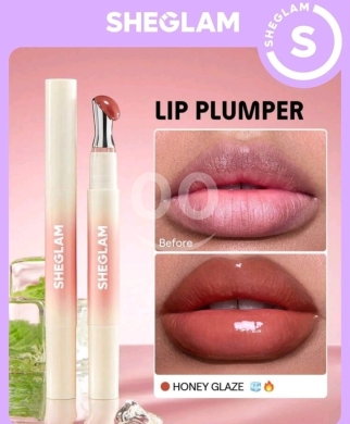 Health & Beauty in Nahleh - SHEGLAM Lip Plumper Gloss - Instant Volume & Hydration - Honey Glaze Shade - Non-Stinging Formula