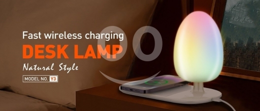 Mobile accessories in Dam Wel Farez - مصباح مكتب ذكي مع شاحن لاسلكي سريع | Smart Desk Lamp with Fast Wireless Charger & RGB Light