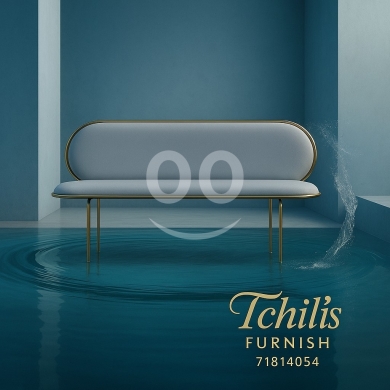 Mobilier et équipement de bureau dans Aley - مقعد انتظار مخملي رمادي بإطار ذهبي بتصميم بيضاوي | Oval Grey Velvet Waiting Bench with Gold Frame