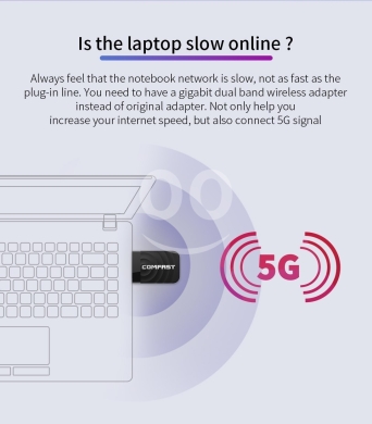 لاقط واي فاي كومفاست فائق السرعة ثنائي النطاق | COMFAST Dual Band 1300Mbps USB WiFi Adapt… — 2