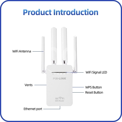 جهاز مقوي إشارة واي فاي لاسلكي | PIX-LINK Wireless WiFi Signal Repeater Booster with 4 An… — 6
