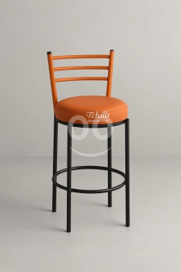 Office Furniture & Equipment in Aley - كرسي بار عصري برتقالي مع هيكل معدني أسود | Modern Orange Bar Stool with Durable Black Metal Frame