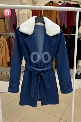 Vêtements, chaussures et accessoires dans Tripoli - Chic Belted Denim Trench-Style Jacket | Women&#039;s Faux Fur Collar Mid-Length Coat