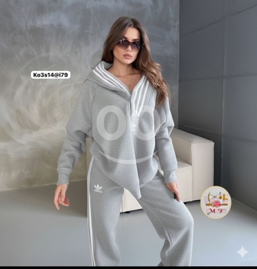 Women's Warm Winter Fleece Tracksuit Set | Striped V-Neck Hoodie & Pants Sportswear — 5