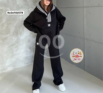 Women's Warm Winter Fleece Tracksuit Set | Striped V-Neck Hoodie & Pants Sportswear — 4