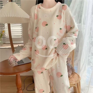 Women's Ultra Soft Plush Fleece Winter Pajama Set | Floral Print Mohair-Look Loungewear — 2