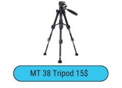 MT 38 Camera & Phone Tripod Stand | Portable Lightweight Video Tripod for Travel $15