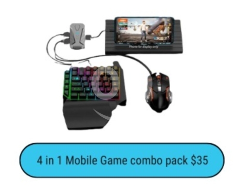 Other Mobile Phones & Accessories في زحلتا - 4 in 1 Mobile Gaming Combo Pack | Keyboard, Mouse, Adapter & Stand | PUBG/Fortnite Setup $35