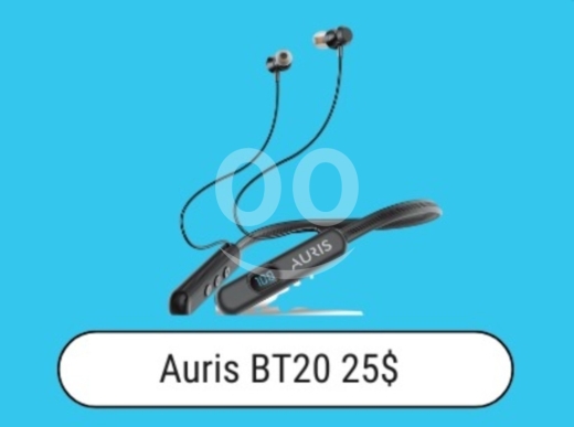 اكسسوارات الهاتف المحمول في زحلتا - Auris BT20 Wireless Neckband Headset | Bluetooth Earphones with Digital Display | Sports & Gym $25